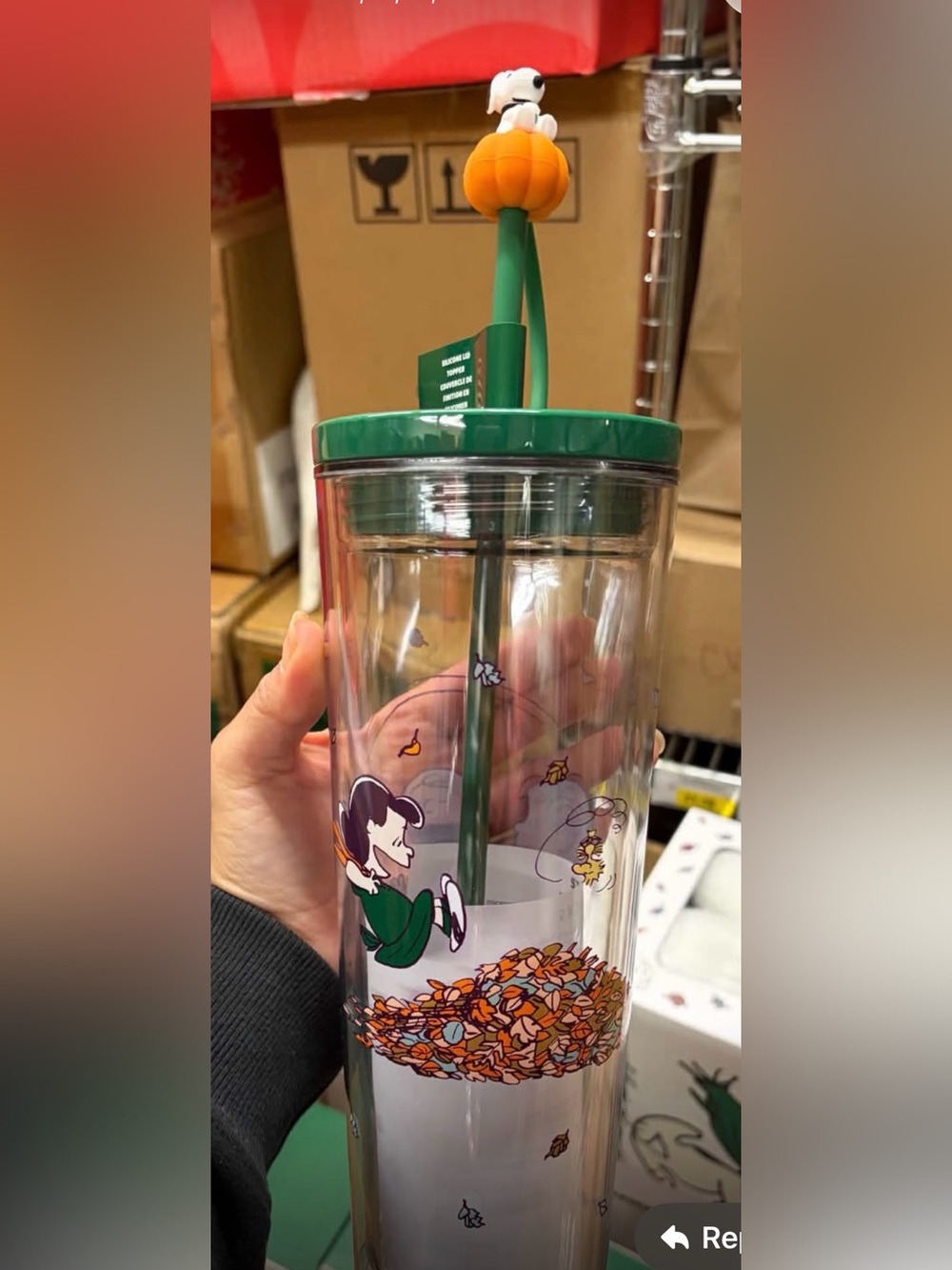 Authentic Starbucks Cold cup Snoopy Peanuts pumpkin